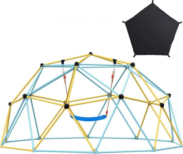 Cupola di arrampicata 3,04 m - Struttura di arrampicata geometrica con amaca e altalena - Struttura di arrampicata per bambini dai 3 ai 10 anni - Portata 340 kg - Attrezzatura da gioco per il giardino con maniglia di arrampicata