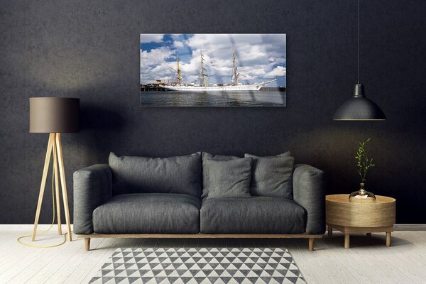 Quadro in vetro Barca Acqua Paesaggio 100x50 cm 2 appendini