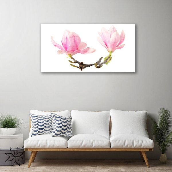 Quadro in vetro Fiori da parete 100x50 cm 2 appendini