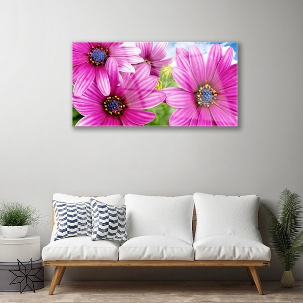 Quadro in vetro Fiori da parete 100x50 cm 2 appendini