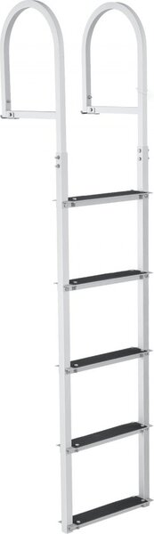 Scaletta 5 gradini estraibile - portata 227 kg - lega di alluminio - gradini larghi 8 cm - tappetino in gomma antiscivolo - ideale per barche, laghi, piscine e oceani