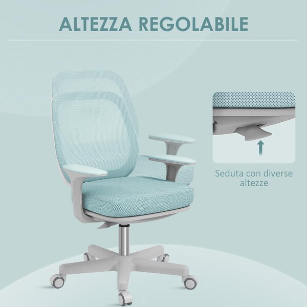 Icon Space Sedia da Ufficio con Ruote e Braccioli in Tessuto Mesh colore Verde Chiaro