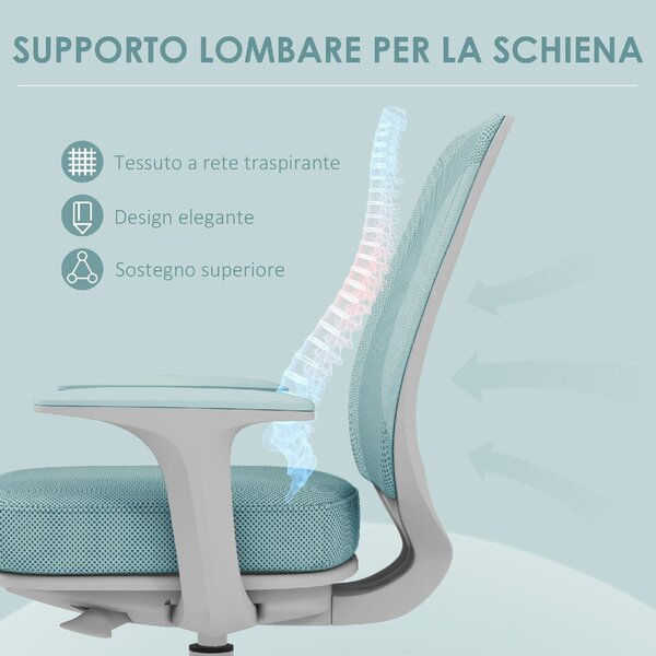 Icon Space Sedia da Ufficio con Ruote e Braccioli in Tessuto Mesh colore Verde Chiaro