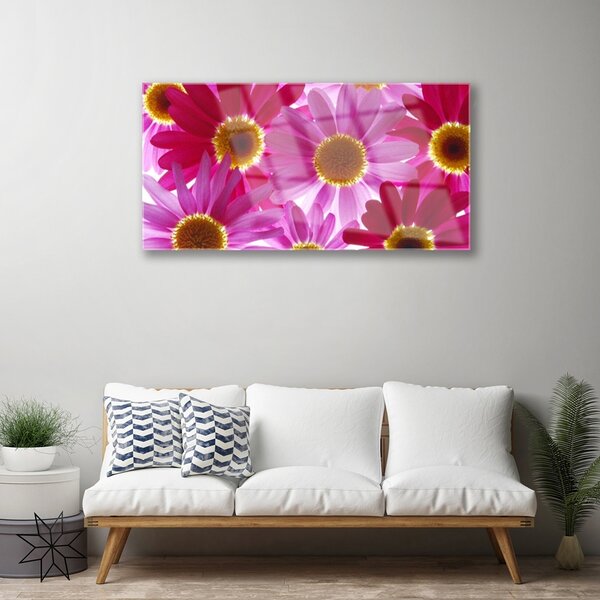 Quadro in vetro Fiori da parete 100x50 cm 2 appendini