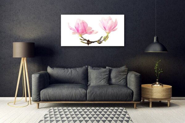 Quadro in vetro Fiori da parete 100x50 cm 2 appendini