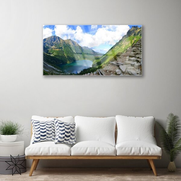 Quadro vetro Paesaggio montano 100x50 cm 2 appendini