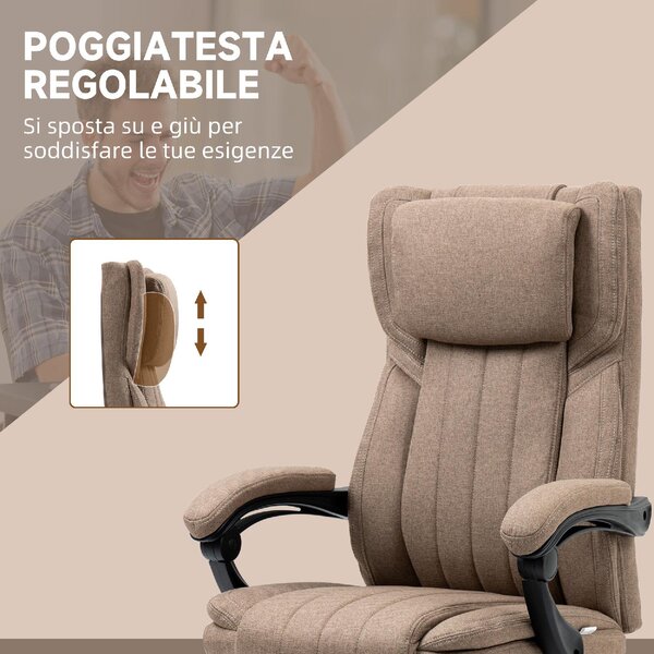 Icon Space Sedia da Ufficio con Ruote e Braccioli Reclinabile con Poggiapiedi e Poggiatesta Schienale Massaggiante colore Marrone