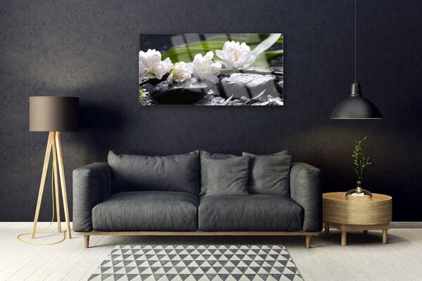 Quadro in vetro Pietre di fiori 100x50 cm 2 appendini