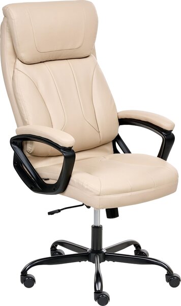 BELIANI Sedia da ufficio in ecopelle beige, altezza del sedile regolabile, girevole, stile moderno, per ufficio o studio