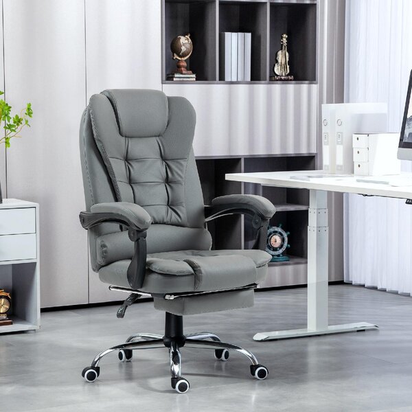 Icon Space Sedia da Ufficio Ergonomica Reclinabile a 145 con Poggiapiedi Estraibile in Finta Pelle colore Grigio
