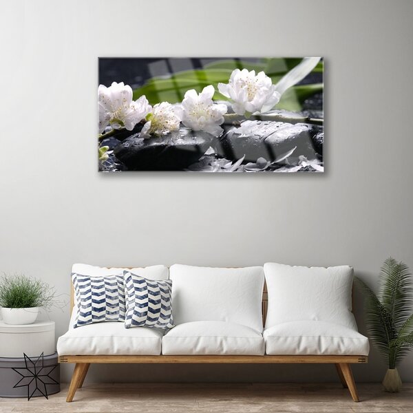 Quadro in vetro Pietre di fiori 100x50 cm 2 appendini