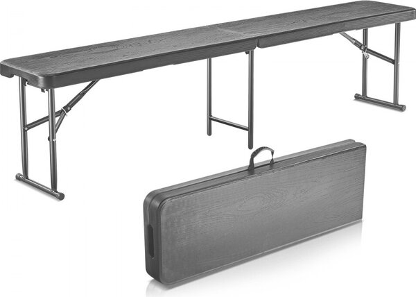 Panca da birra pieghevole Panca da giardino 183 cm Nero Ideale per il campeggio e il giardino Panca pieghevole di alta qualità