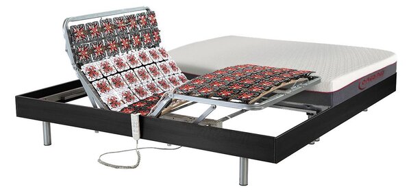 Letto relax elettrico sole sospensioni Materasso memory Motori OKIN 2 x 80 x 200 cm Nero - ATRIDE di DREAMEA
