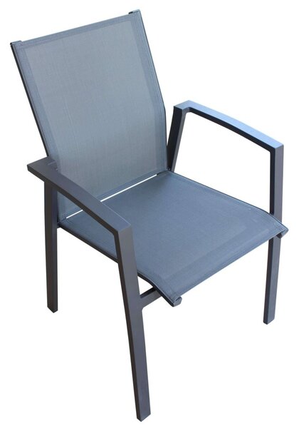 VivaGarden Sedia per Esterni Impilabile in Alluminio/Textilene 57x61x89 cm colore Antracite
