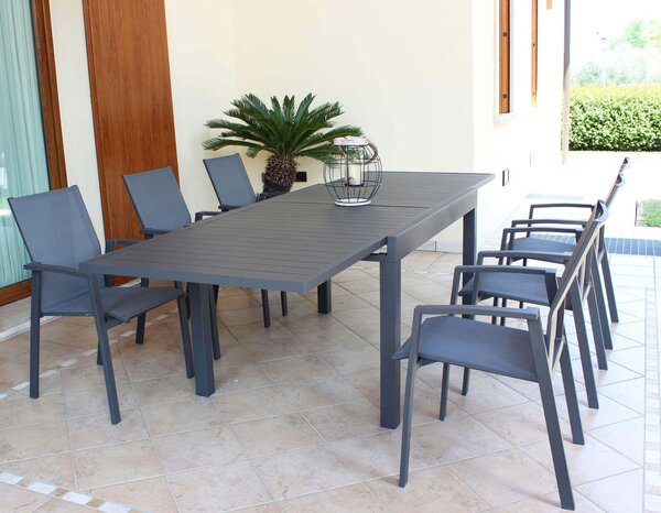 VivaGarden Sedia per Esterni Impilabile in Alluminio/Textilene 57x61x89 cm colore Antracite