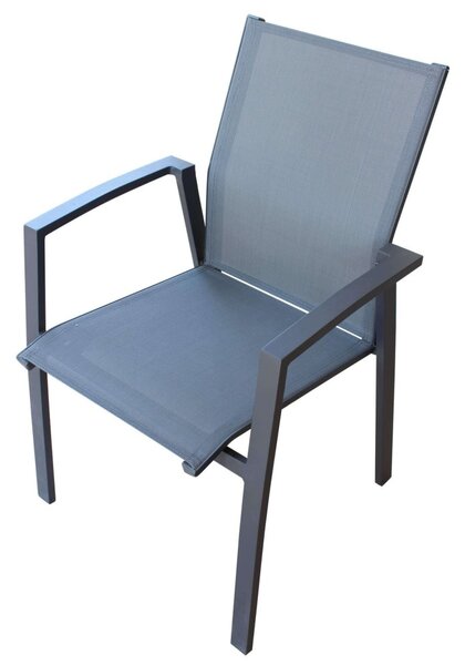 VivaGarden Sedia per Esterni Impilabile in Alluminio/Textilene 57x61x89 cm colore Antracite