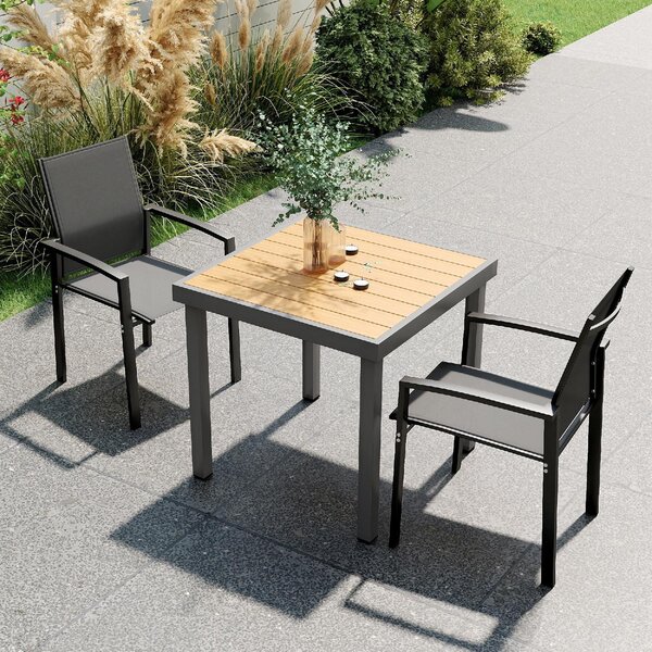 VivaGarden Sedia per Esterni Impilabile Set 2 Sedie da Giardino in Alluminio/Textilene Dimensioni 56x58x89 cm colore Grigio Carbone