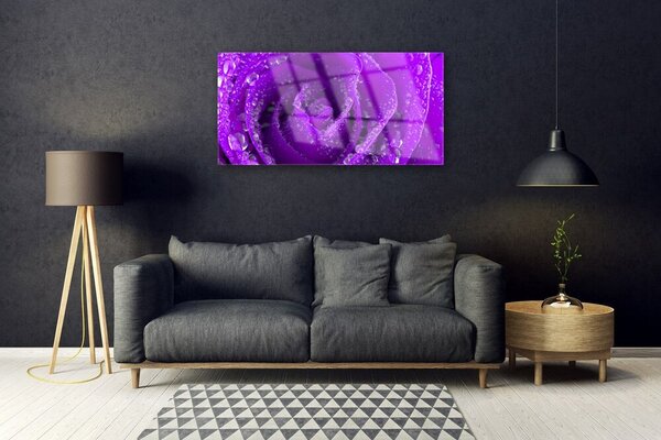 Quadro in vetro Pianta di fiori di rosa 100x50 cm 2 appendini