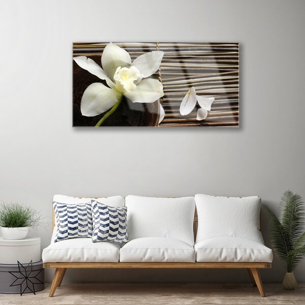 Quadro in vetro Fiore da parete 100x50 cm 2 appendini