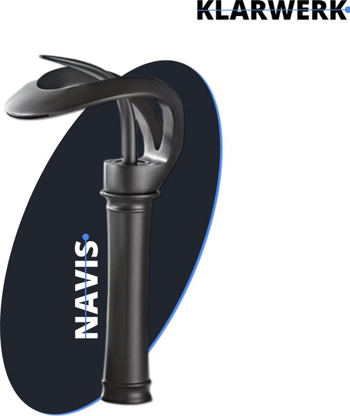 NAVIS | Rubinetto a cascata di design grigio titanio miscelatore alto per bagno | Elegante miscelatore premium in acciaio inox per lavabi alti | Miscelatore 2 attacchi