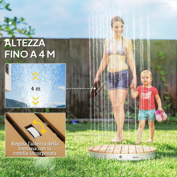 Outsunny Doccia da Giardino Portatile con Altezza Fino a 4 m e Getti d'Acqua Regolabili, Effetto Legno | Aosom Italy