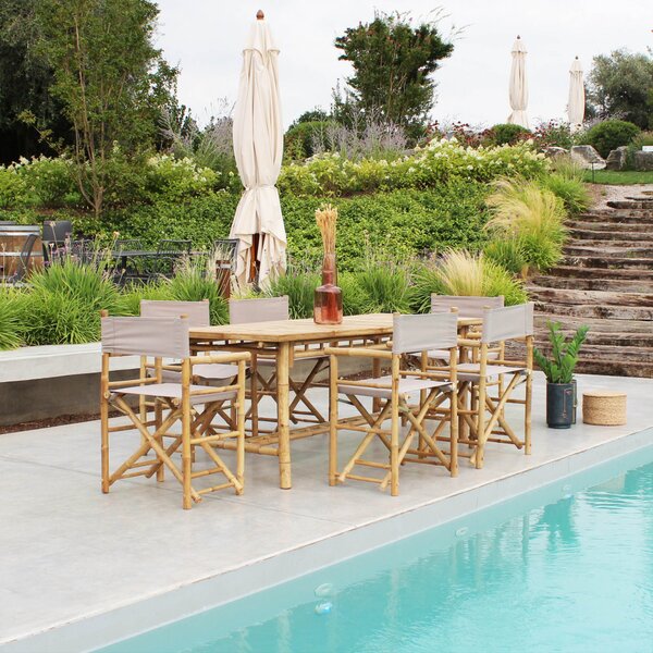VivaGarden Sedia per Esterni Sedia Regista in Bamboo Dimensioni 58x44x88 cm colore Naturale - Leaf
