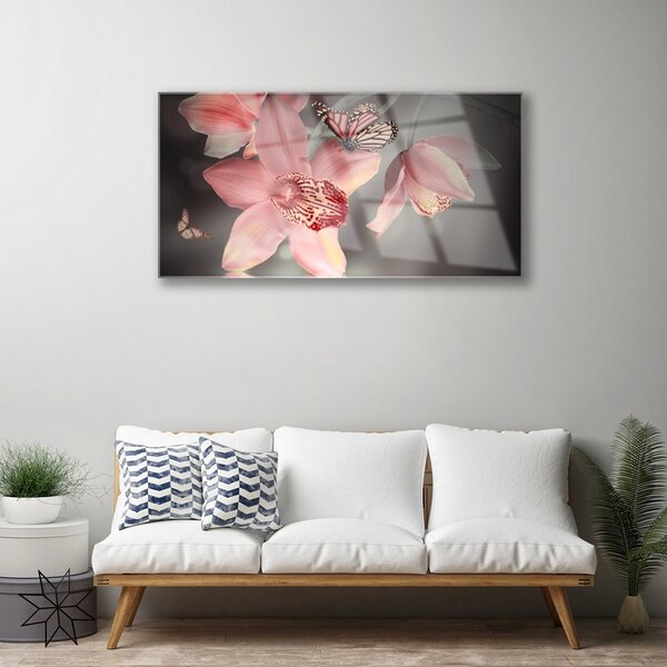 Quadro di vetro Fiori da parete 100x50 cm 2 appendini