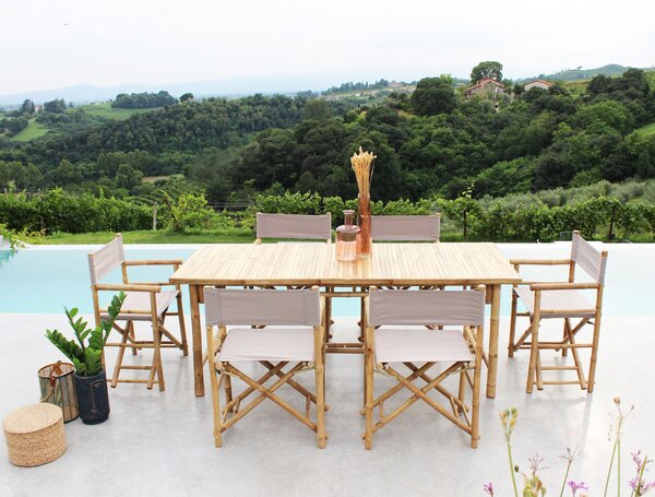 VivaGarden Sedia per Esterni Sedia Regista in Bamboo Dimensioni 58x44x88 cm colore Naturale - Leaf