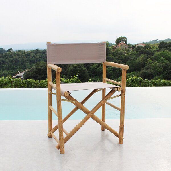 VivaGarden Sedia per Esterni Sedia Regista in Bamboo Dimensioni 58x44x88 cm colore Naturale - Leaf