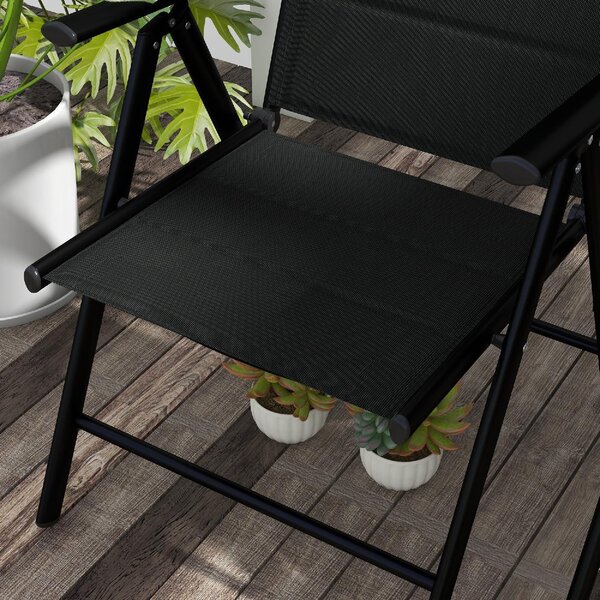 VivaGarden Sedia per Esterni Pieghevole Set 2 Sedie da Giardino con Schienale Reclinabile Cuscino Poggiatesta in Alluminio/Poliestere 54x67x108 cm 