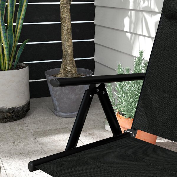 VivaGarden Sedia per Esterni Pieghevole Set 2 Sedie da Giardino con Schienale Reclinabile Cuscino Poggiatesta in Alluminio/Poliestere 54x67x108 cm 
