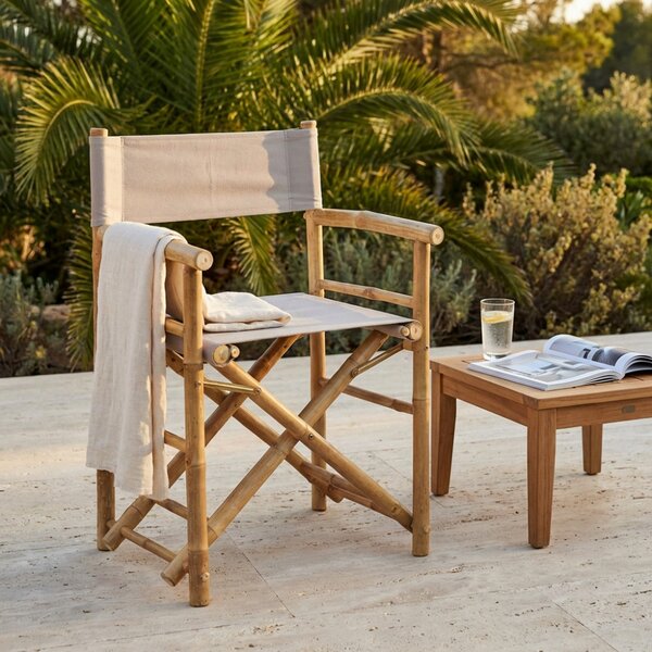 VivaGarden Sedia per Esterni Sedia Regista in Bamboo Dimensioni 58x44x88 cm colore Naturale - Leaf
