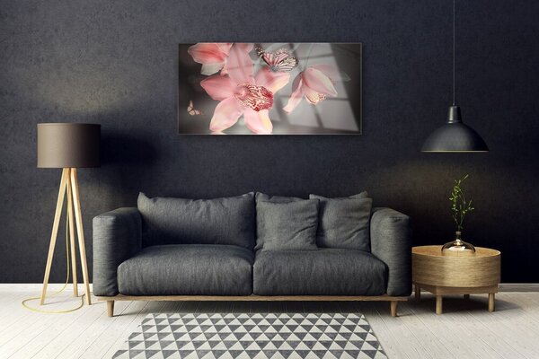 Quadro di vetro Fiori da parete 100x50 cm 2 appendini