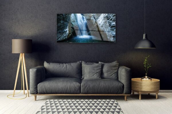 Quadro vetro Cascata Natura 100x50 cm 2 appendini