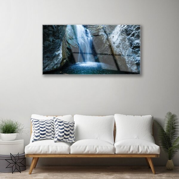 Quadro vetro Cascata Natura 100x50 cm 2 appendini