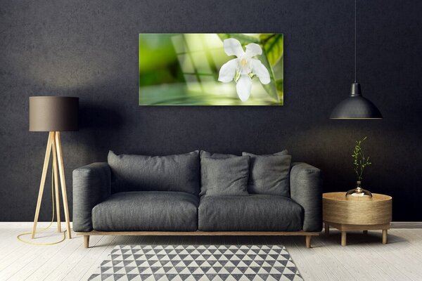 Quadro di vetro Foglie di fiori 100x50 cm 2 appendini