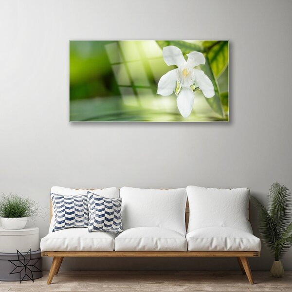 Quadro di vetro Foglie di fiori 100x50 cm 2 appendini