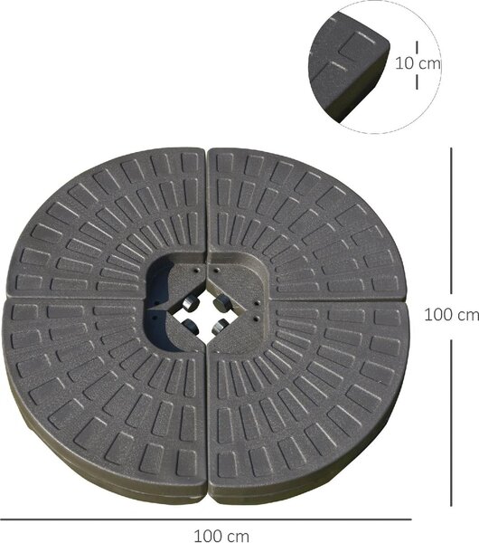 VivaGarden Set 4 Basi per Ombrellone Decentrato da Giardino con Base a Croce