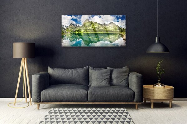 Quadro su vetro Montagne Lago Paesaggio 100x50 cm 2 appendini