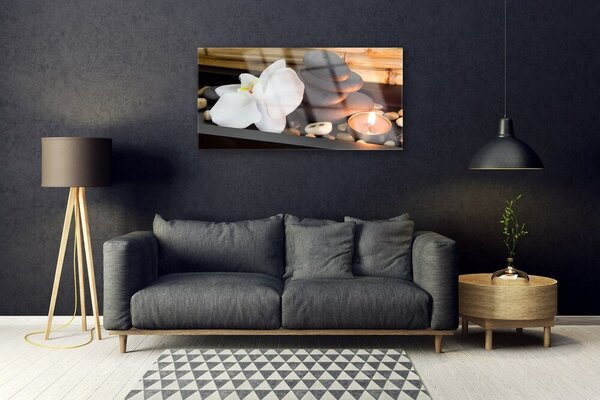 Quadro di vetro Candele Spa Orchid 100x50 cm 2 appendini