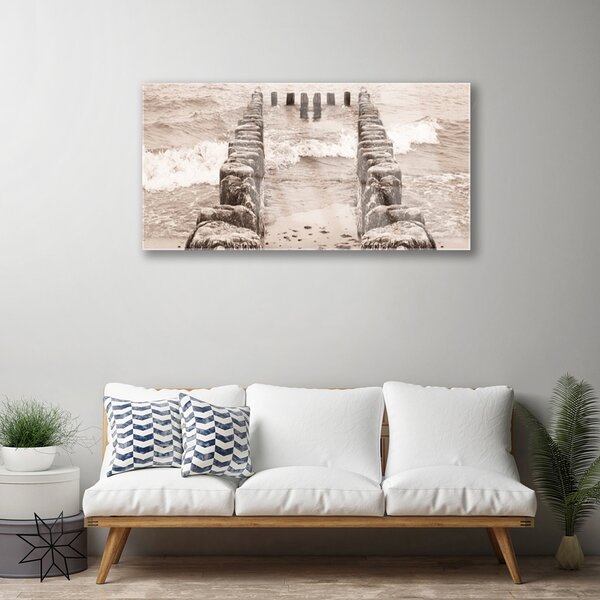 Quadro in vetro Ocean Beach Architettura 100x50 cm 2 appendini