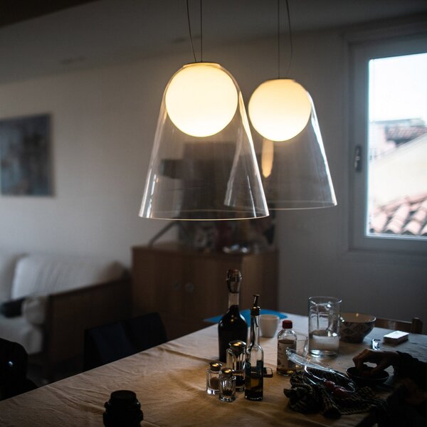 Lampada a sospensione Foscarini, Satellight, dimmerabile, Trasparente, Soggiorno, Vetro, Design