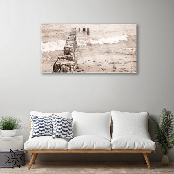 Quadro di vetro Spiaggia del mare Architettura 100x50 cm 2 appendini
