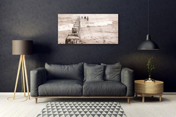 Quadro di vetro Spiaggia del mare Architettura 100x50 cm 2 appendini