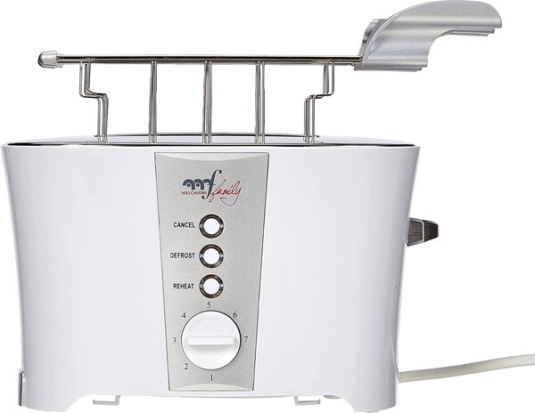 Melchioni Tostapane con pinze 2 Fette Potenza 600 Watt 7 Livelli di Cottura con Timer Funzione scongelamento e Cassetto fondo Raccoglibriciole colo