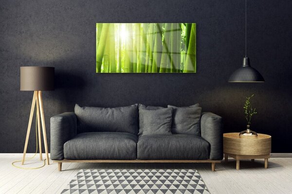 Quadro vetro Pianta di bambù 100x50 cm 2 appendini
