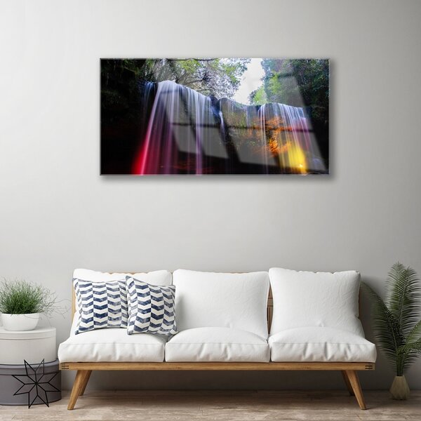 Quadro in vetro Cascata Natura 100x50 cm 2 appendini