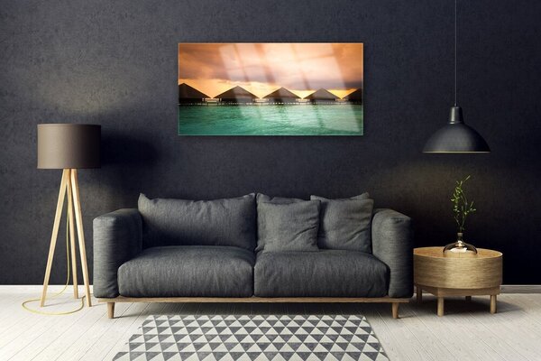 Quadro in vetro Mare Architettura Acqua 100x50 cm 2 appendini