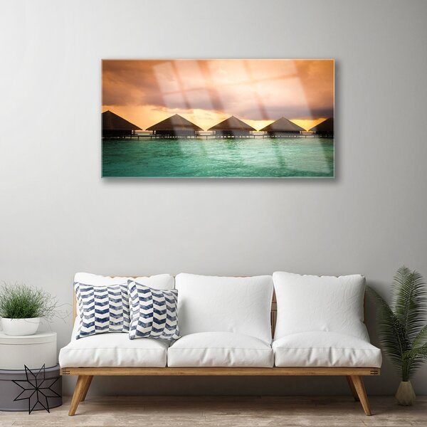 Quadro in vetro Mare Architettura Acqua 100x50 cm 2 appendini