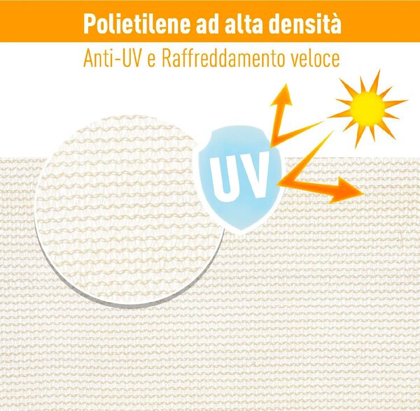 VivaGarden Vela Ombreggiante Triangolare 4x4x4 mt in HDPE colore Crema